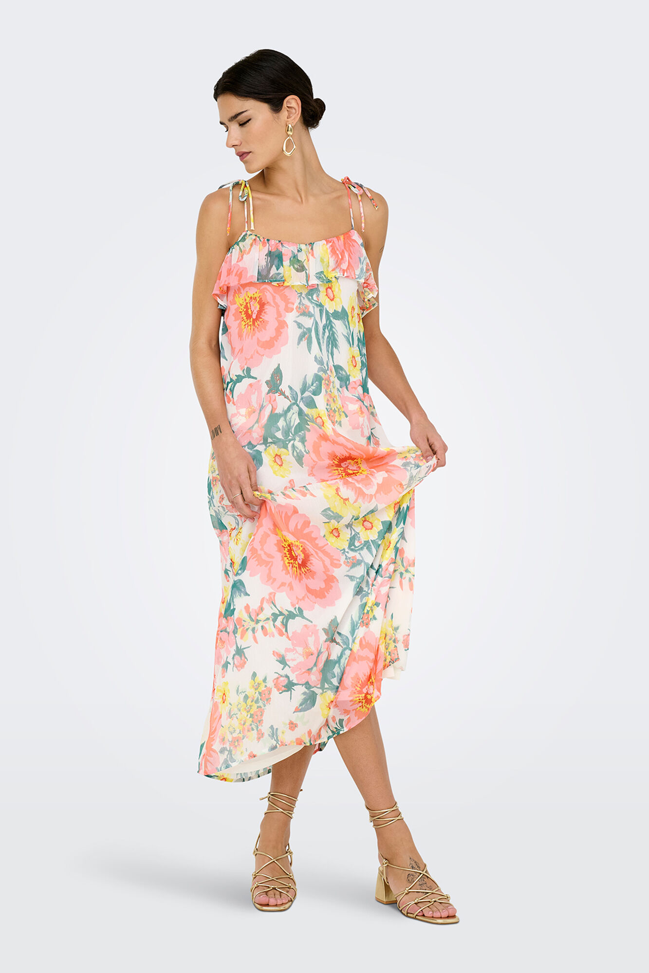 Only Vestido midi estampado floral