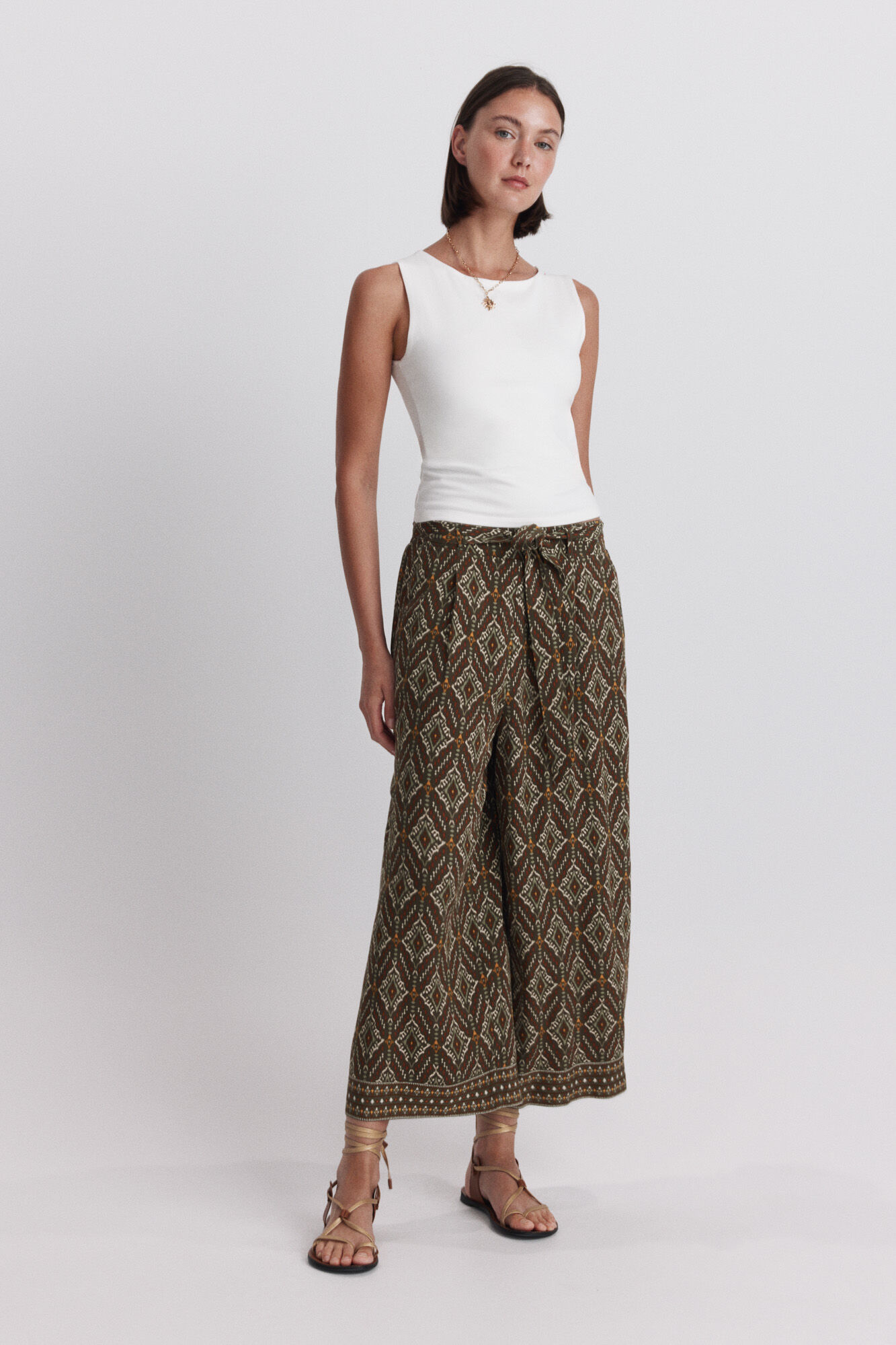 Springfield Pantal&oacute;n fluido estampado con cintur&oacute;n