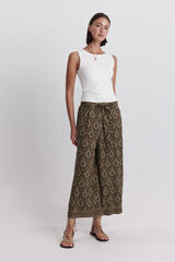 Springfield Pantal&oacute;n fluido estampado con cintur&oacute;n khaki