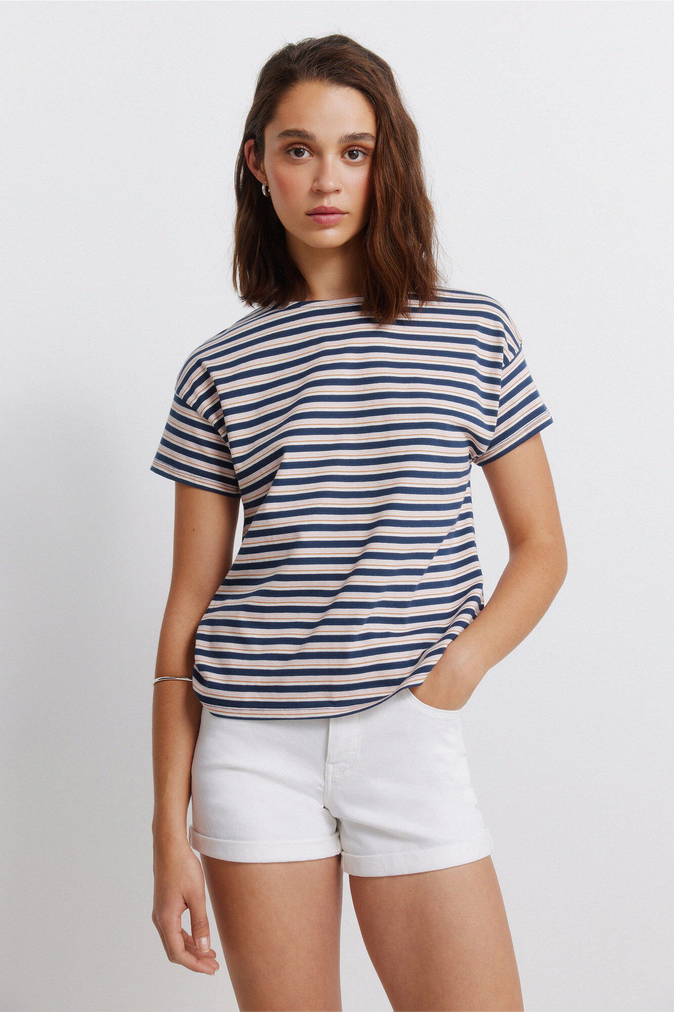 Springfield Playera de algod&oacute;n doble raya azul