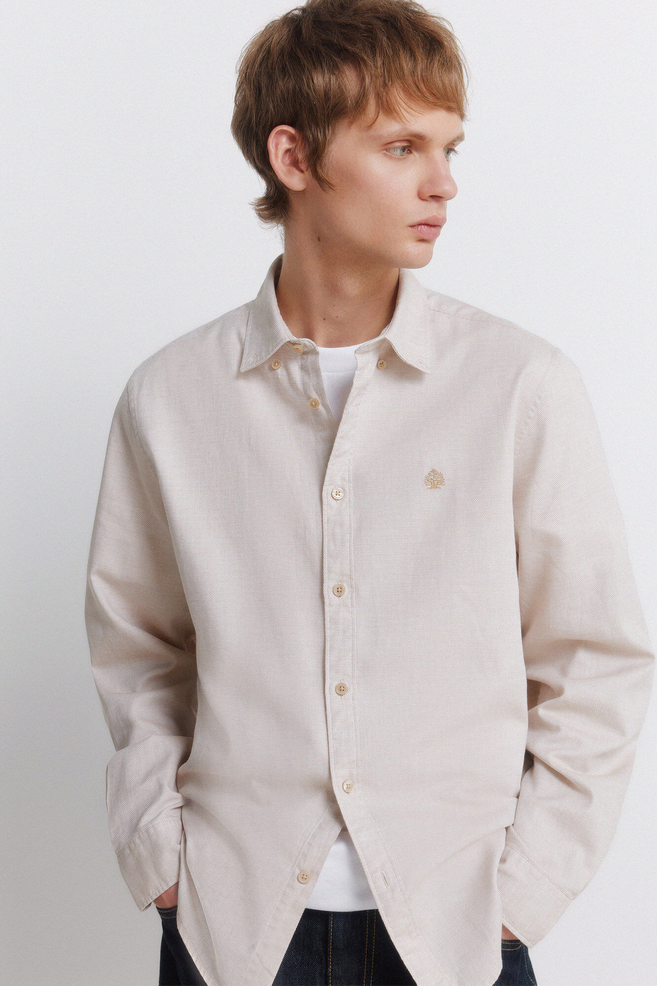 Springfield Camisa de estructura beige
