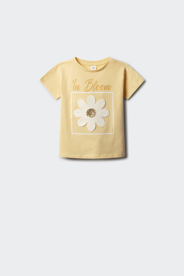 Springfield Kids Playera flor crochet niña amarillo