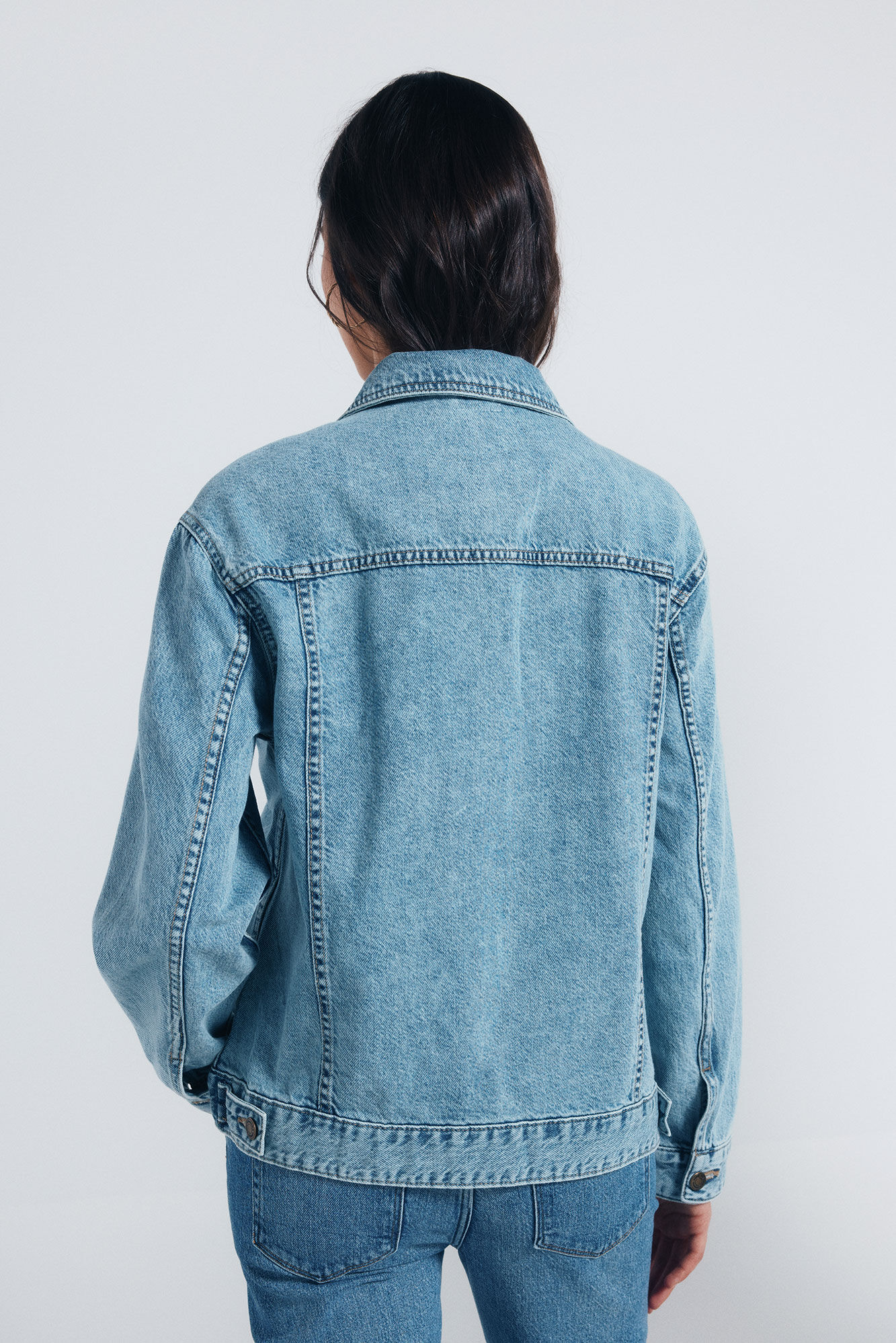 Springfield Chamarra denim oversized algod&oacute;n azul