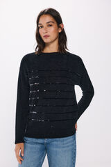 Springfield Playera chenilla lentejuelas negro