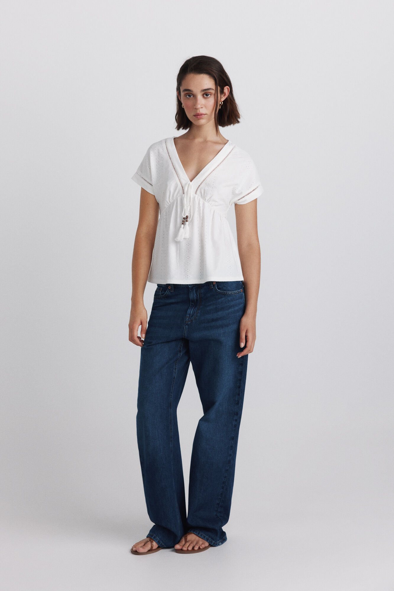 Springfield Playera de tirantes con volantes blanco