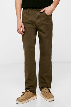 Springfield Pantalón 5 bolsillos color regular relax lavado café