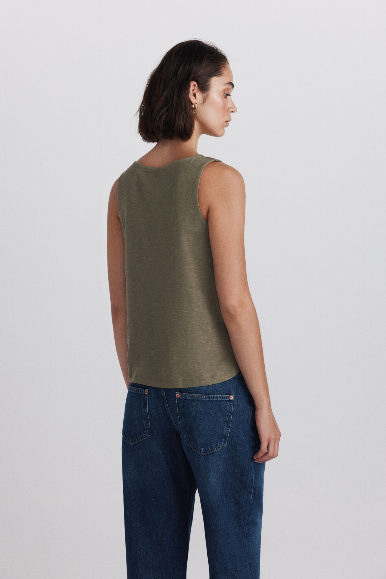 Springfield Playera sin mangas de crochet khaki