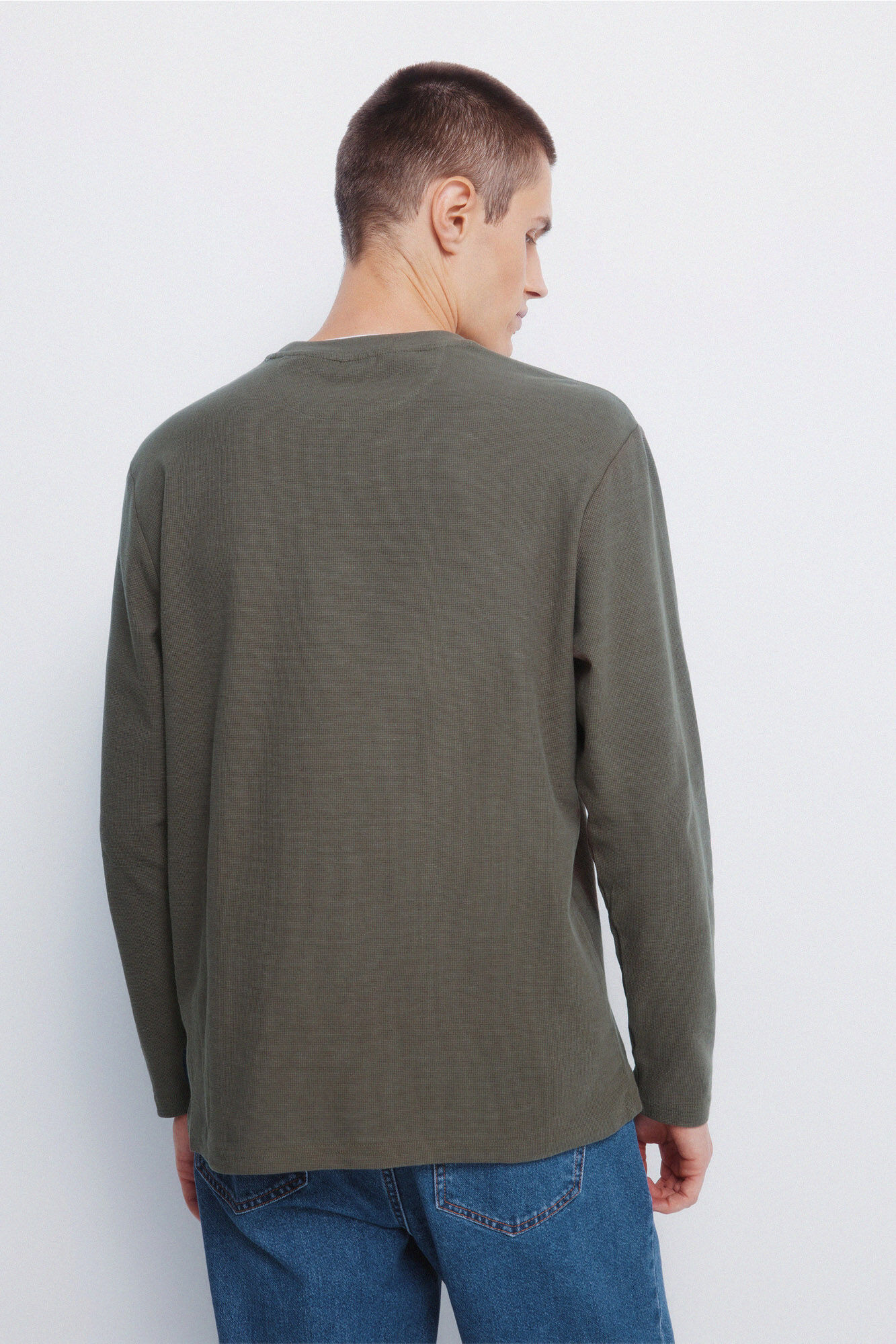 Springfield Camiseta doble tejido waffle caf&eacute;