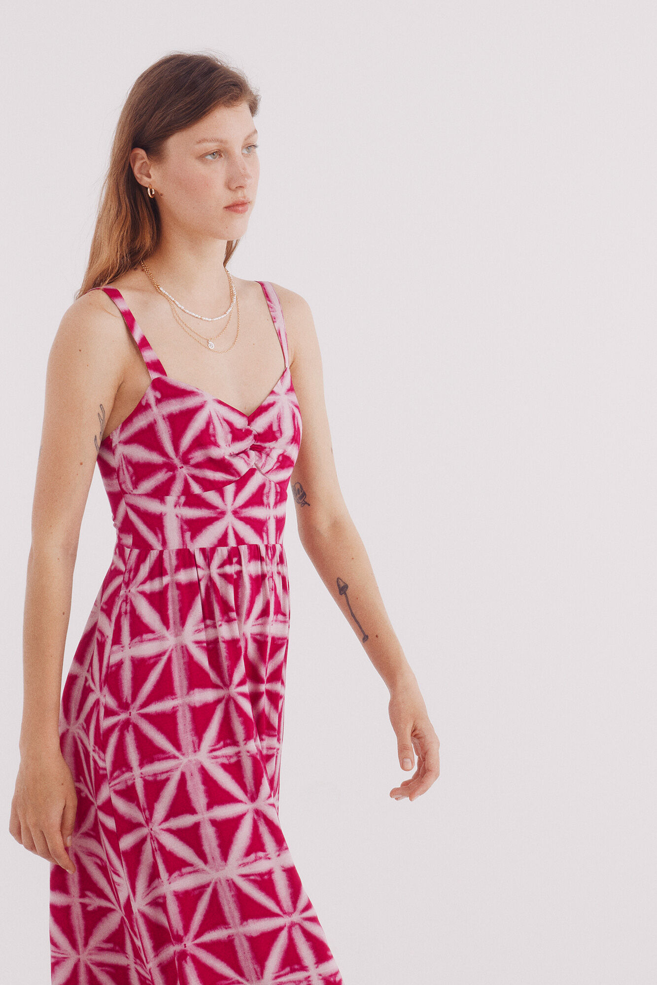 Springfield Vestido midi estampado tropical morado/lila