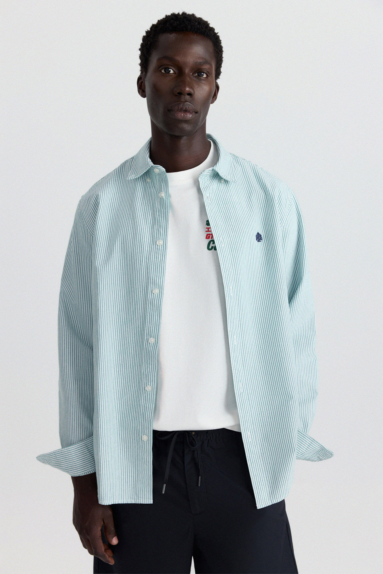 Springfield Camisa oxford de rayas verde