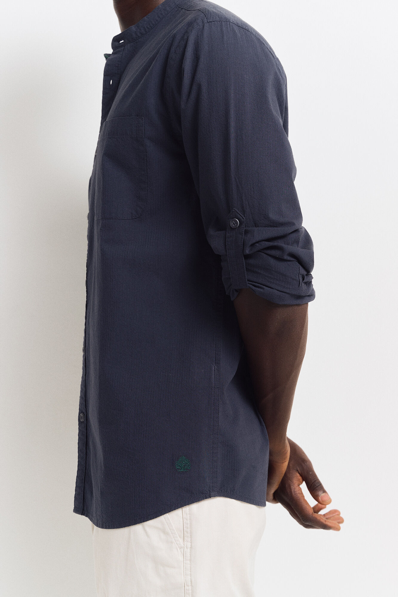 Springfield Camisa seersucker mao azul