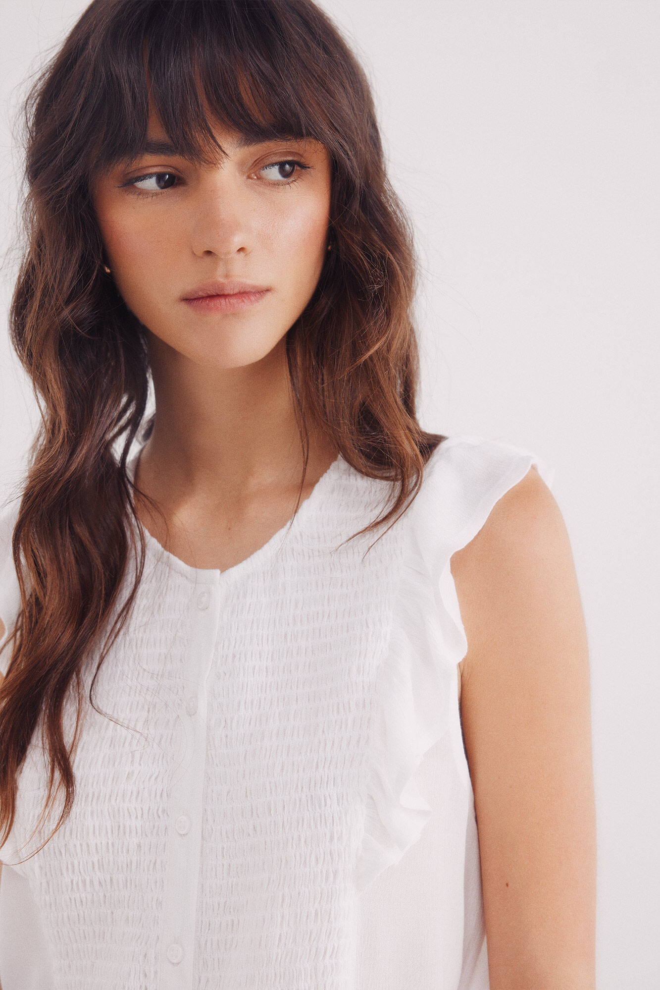 Springfield Blusa de nido de abeja con botones