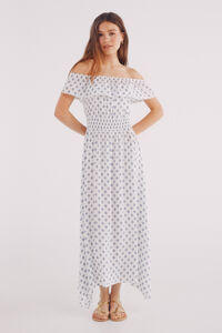 Springfield Vestido midi estampado étnico café