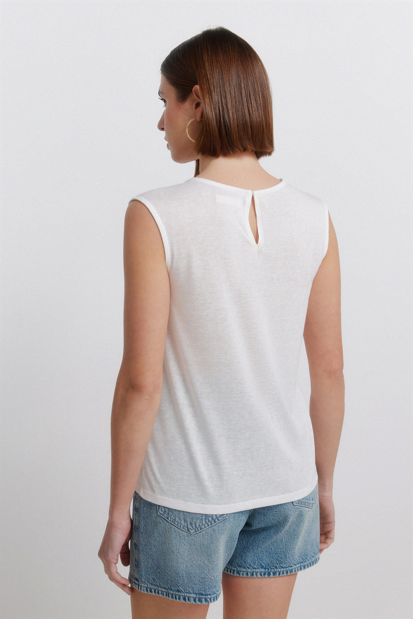 Springfield Playera sin mangas crochet blanco