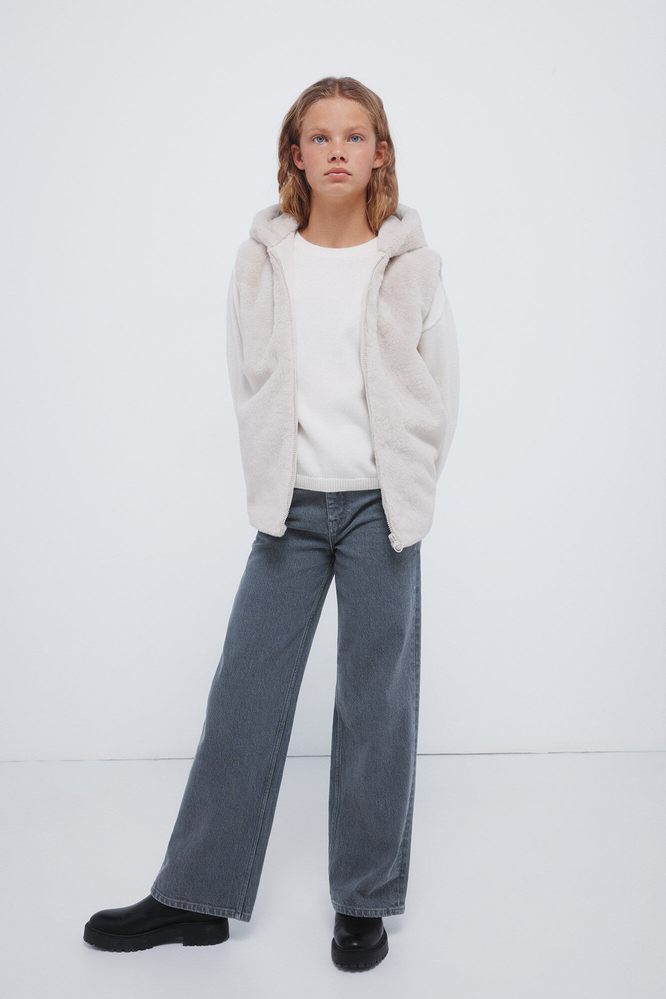 Springfield Kids Chaleco de piel para ni&ntilde;a beige