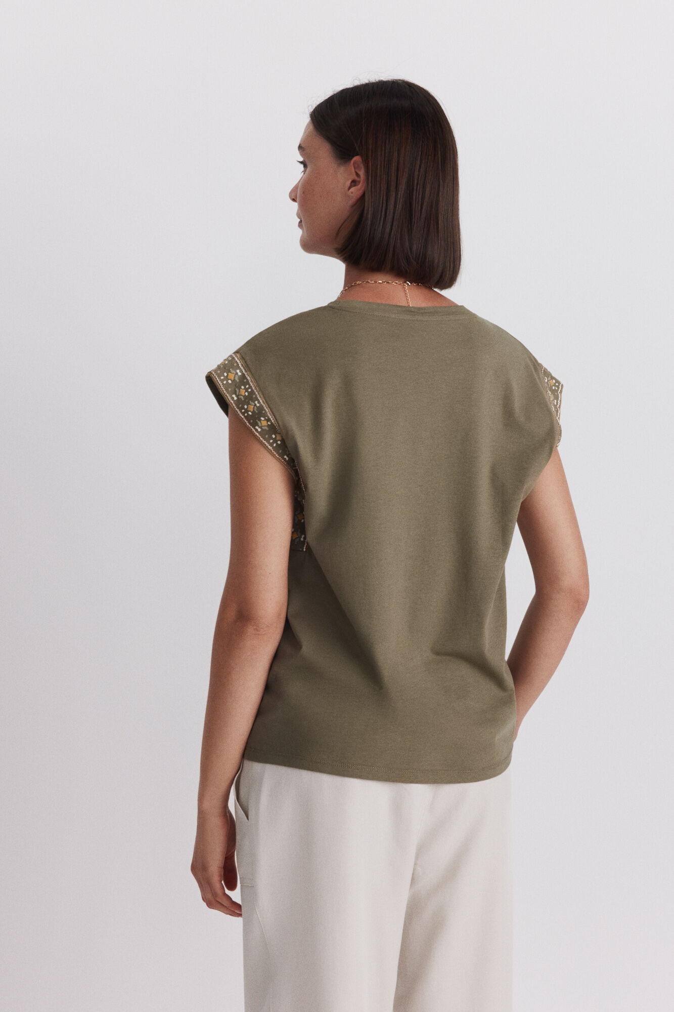Springfield Playera con dibujo khaki
