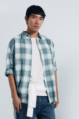 Springfield Camisa algodón slub cuadros verde