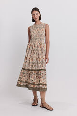 Springfield Vestido midi halter nido de abeja blanco