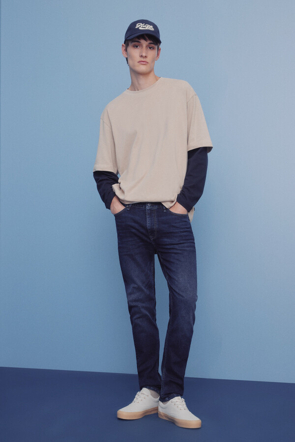 Springfield Jeans ajustados con lavado oscuro azul