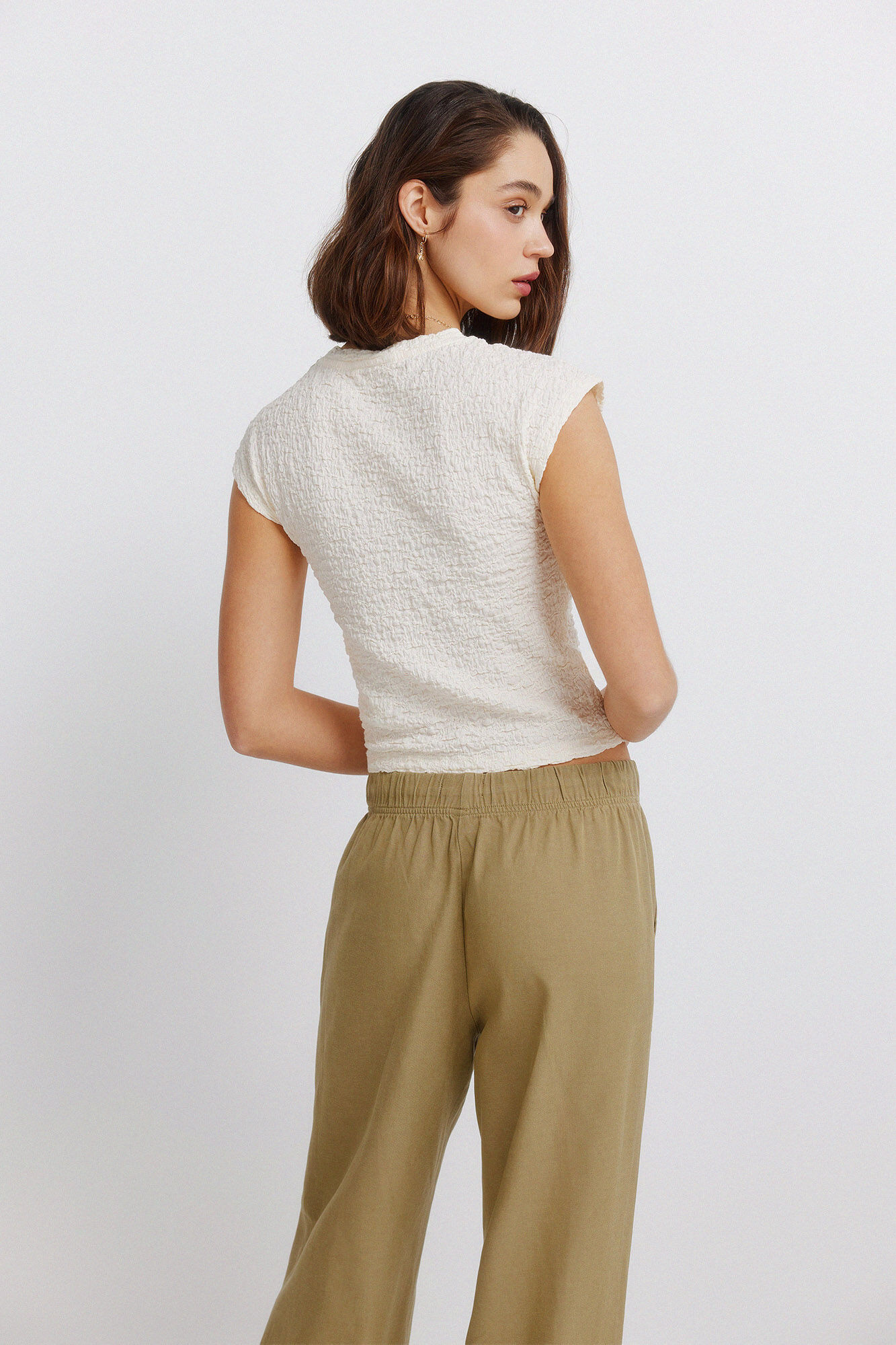 Springfield Playera manga larga con estructura beige