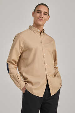 Springfield Camisa dobby color beige