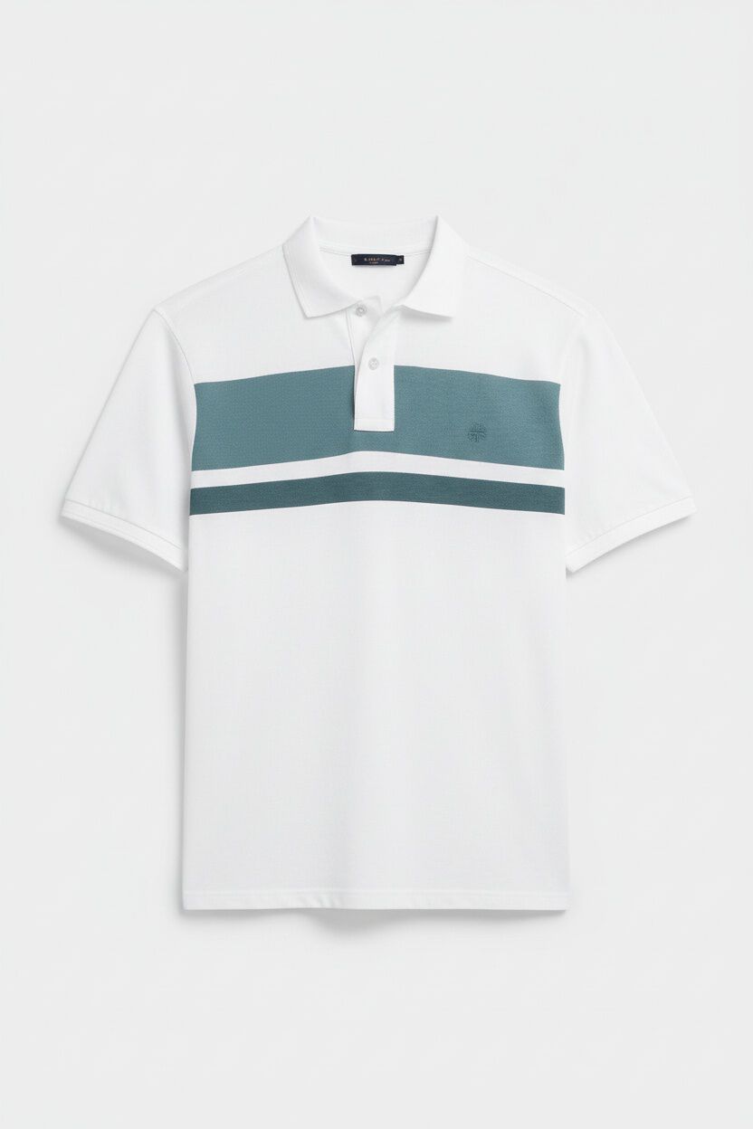 Springfield Polo de piqu&eacute; de rayas estampadas regular fit turquesa