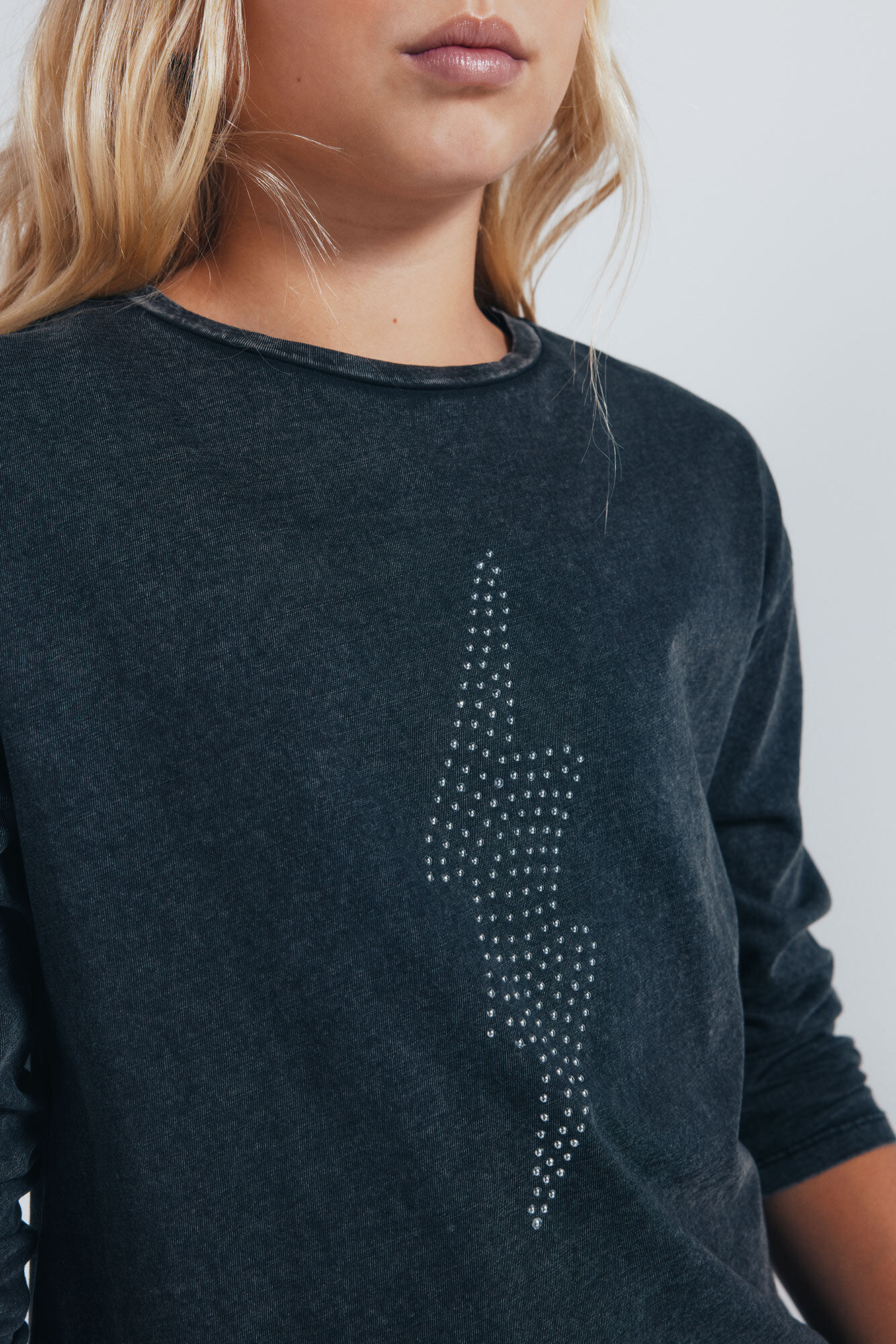 Springfield Kids Playera manga larga rayo diamantes ni&ntilde;a gris