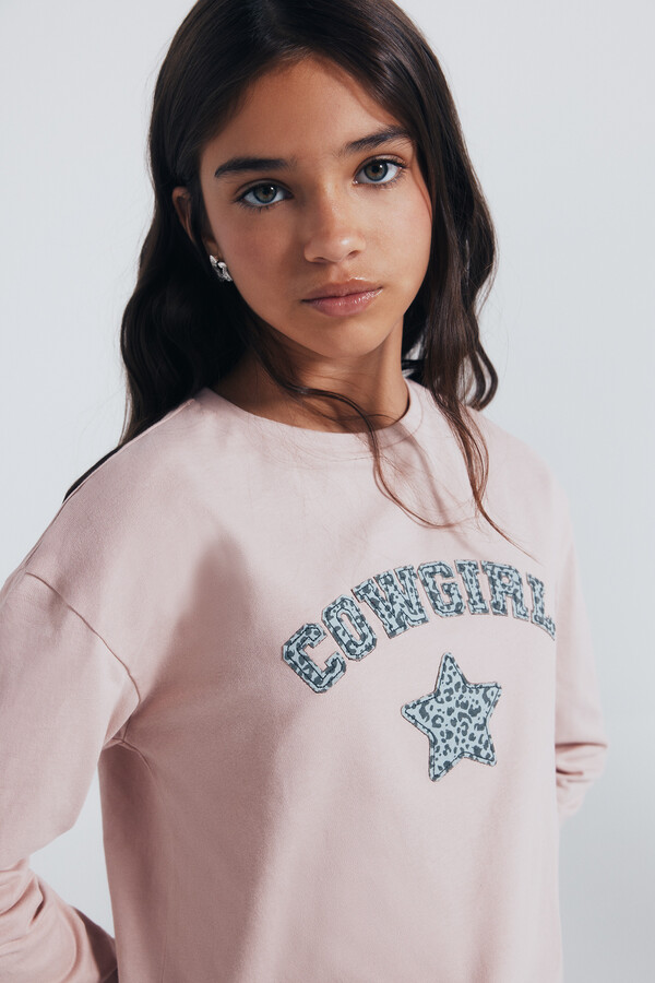 Springfield Kids Playera manga larga cowgirl niña. rosa