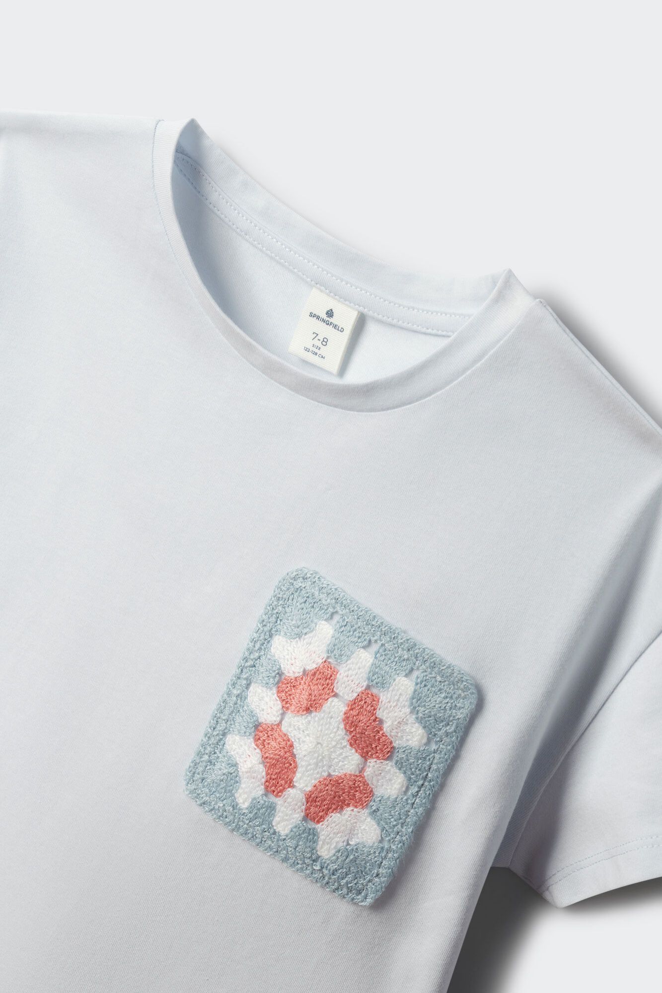 Springfield Kids Playera de manga corta con bolsillo de crochet para ni&ntilde;a azul mezcla