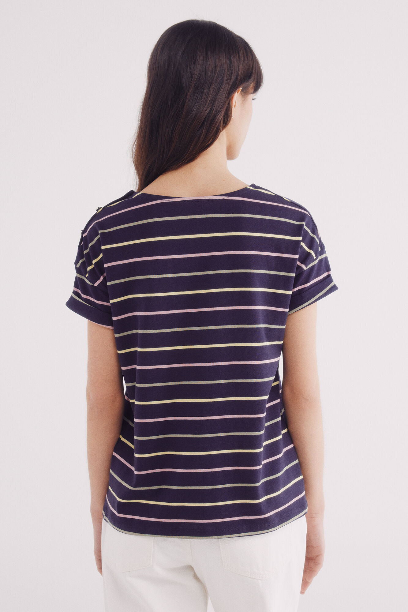 Springfield Playera rayas botones hombro marino