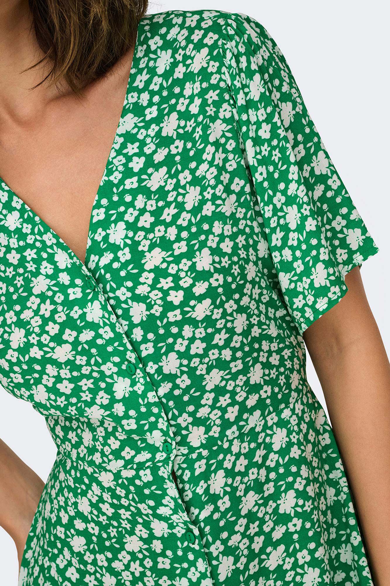 Only Vestido corto manga corta verde