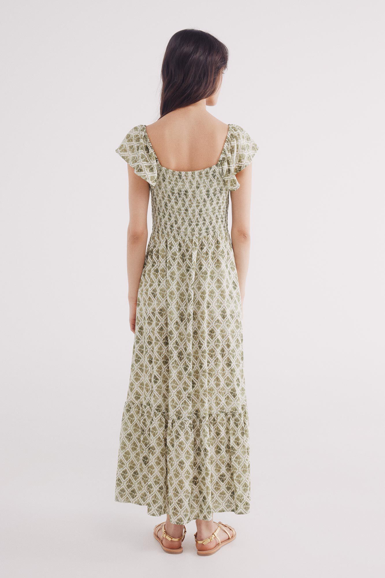 Springfield Vestido midi estampado geom&eacute;trico verde