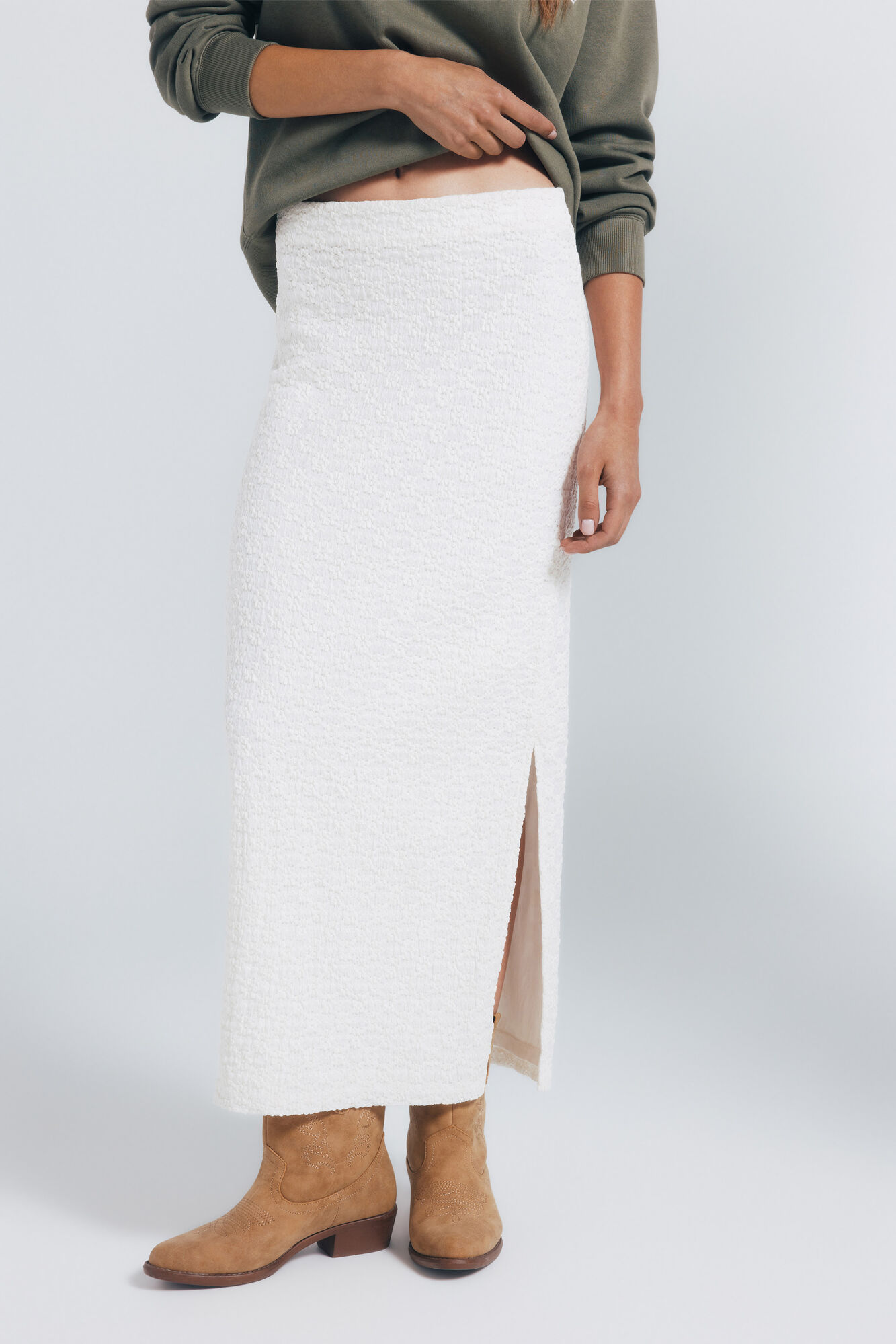 Springfield Falda midi crochet blanco