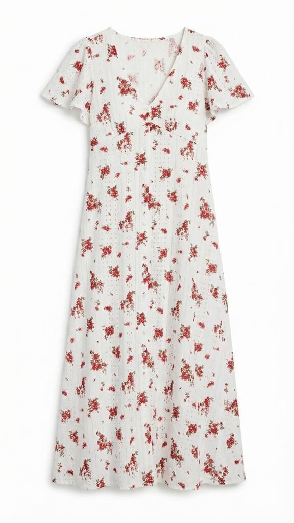Springfield Vestido midi bordado suizo naranja