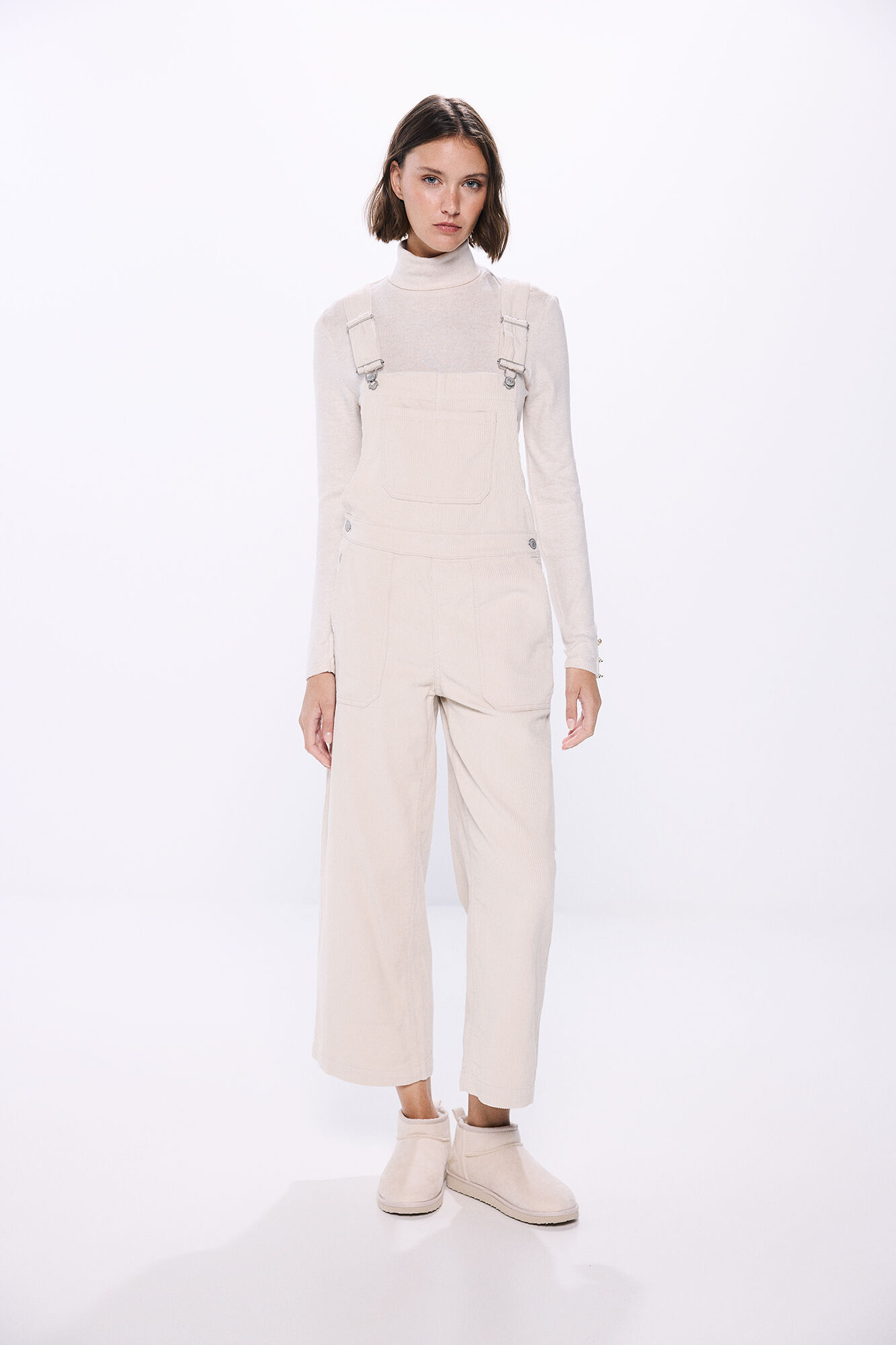 Springfield Jumpsuit tirantes pana beige