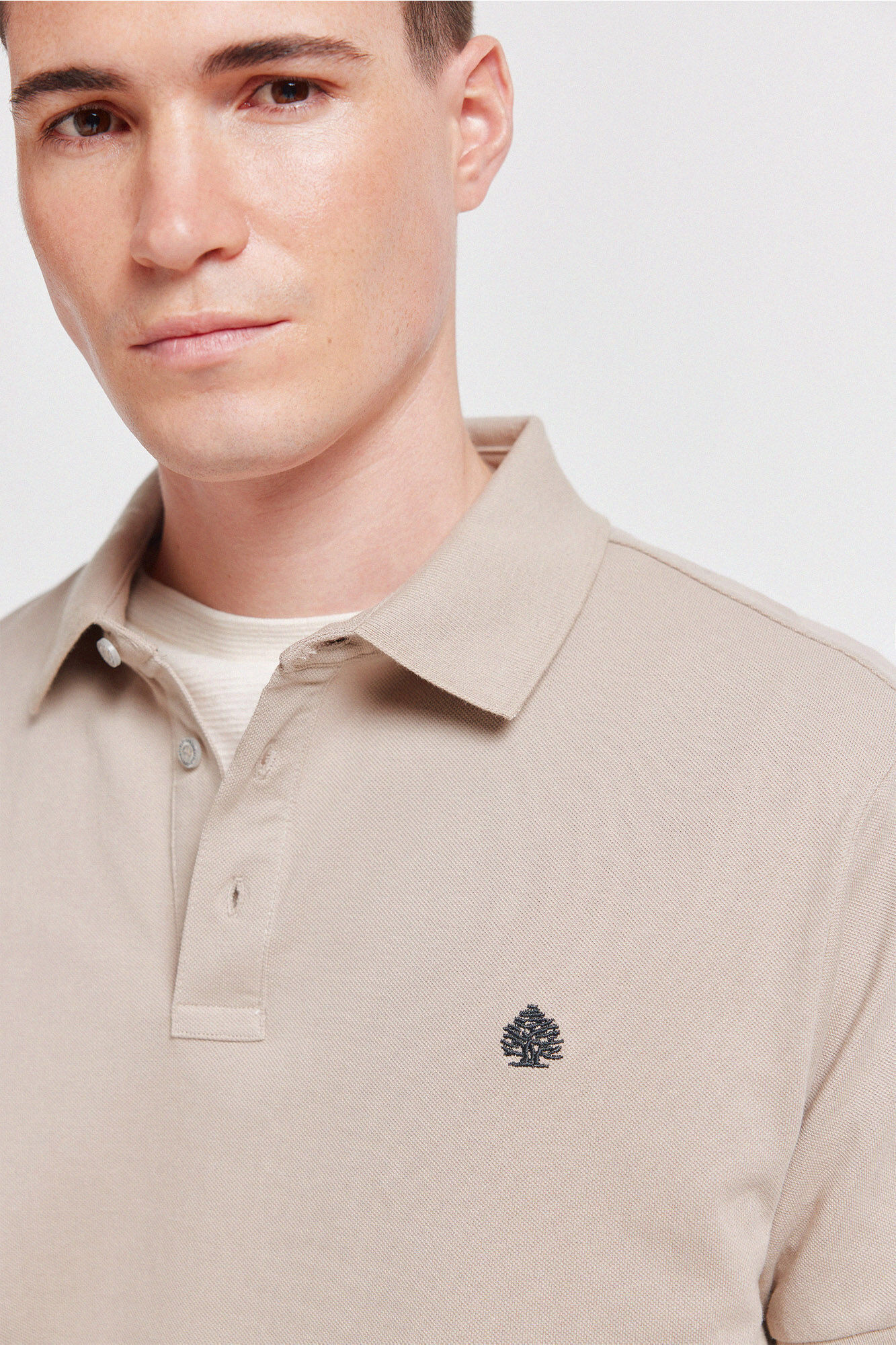 Springfield Polo piqu&eacute; de pu&ntilde;o de contraste slim fit caf&eacute;