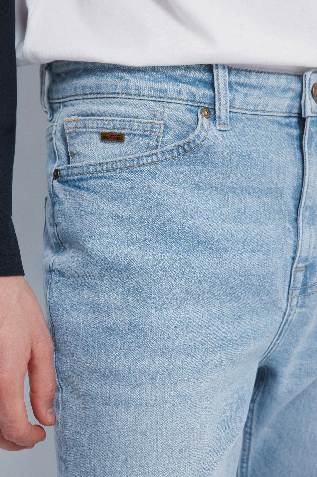 Springfield Jeans ajustados con lavado claro azul indigo