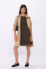 Springfield Vestido corto estampado escote espalda café
