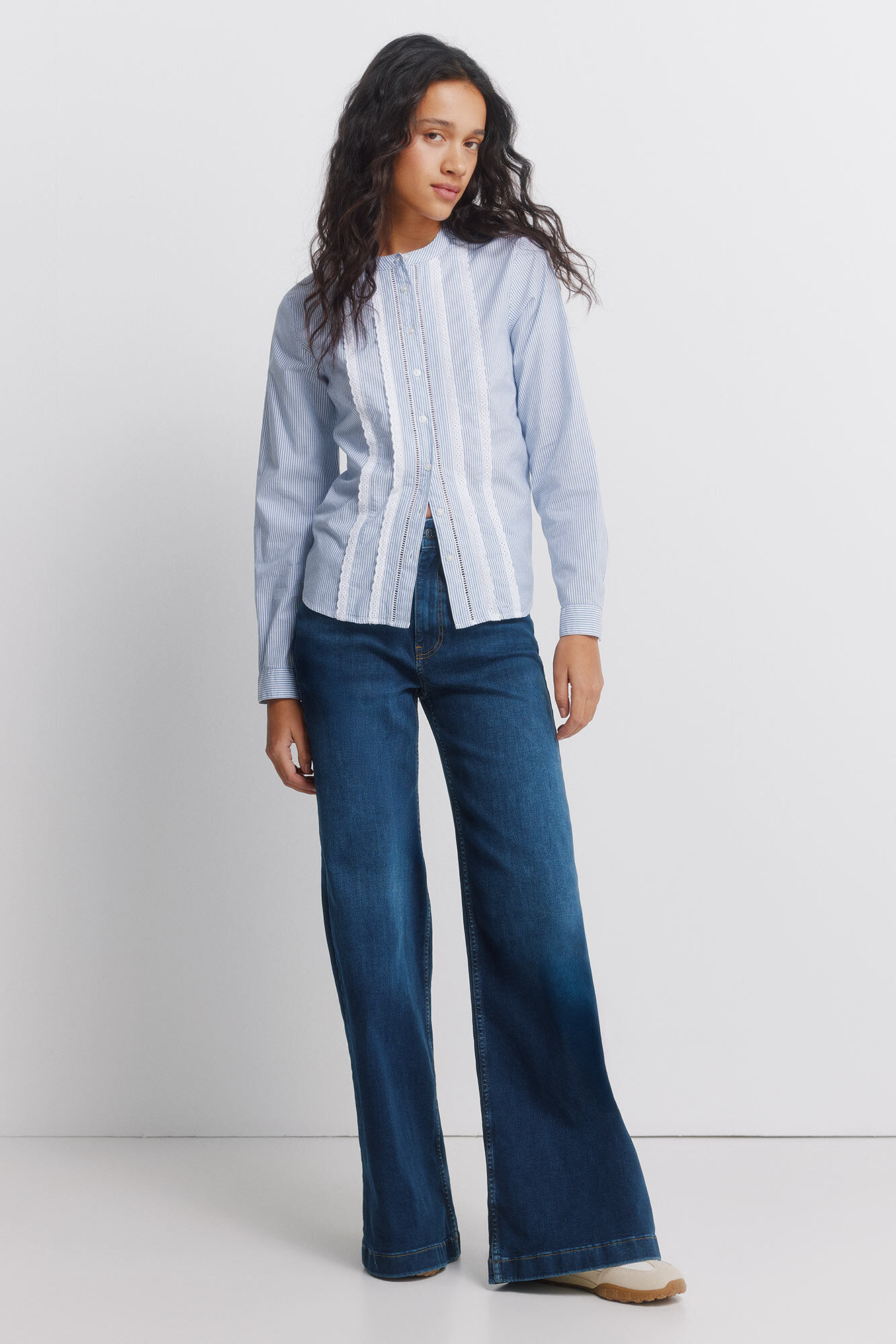 Springfield Camisa rom&aacute;ntica encaje azul