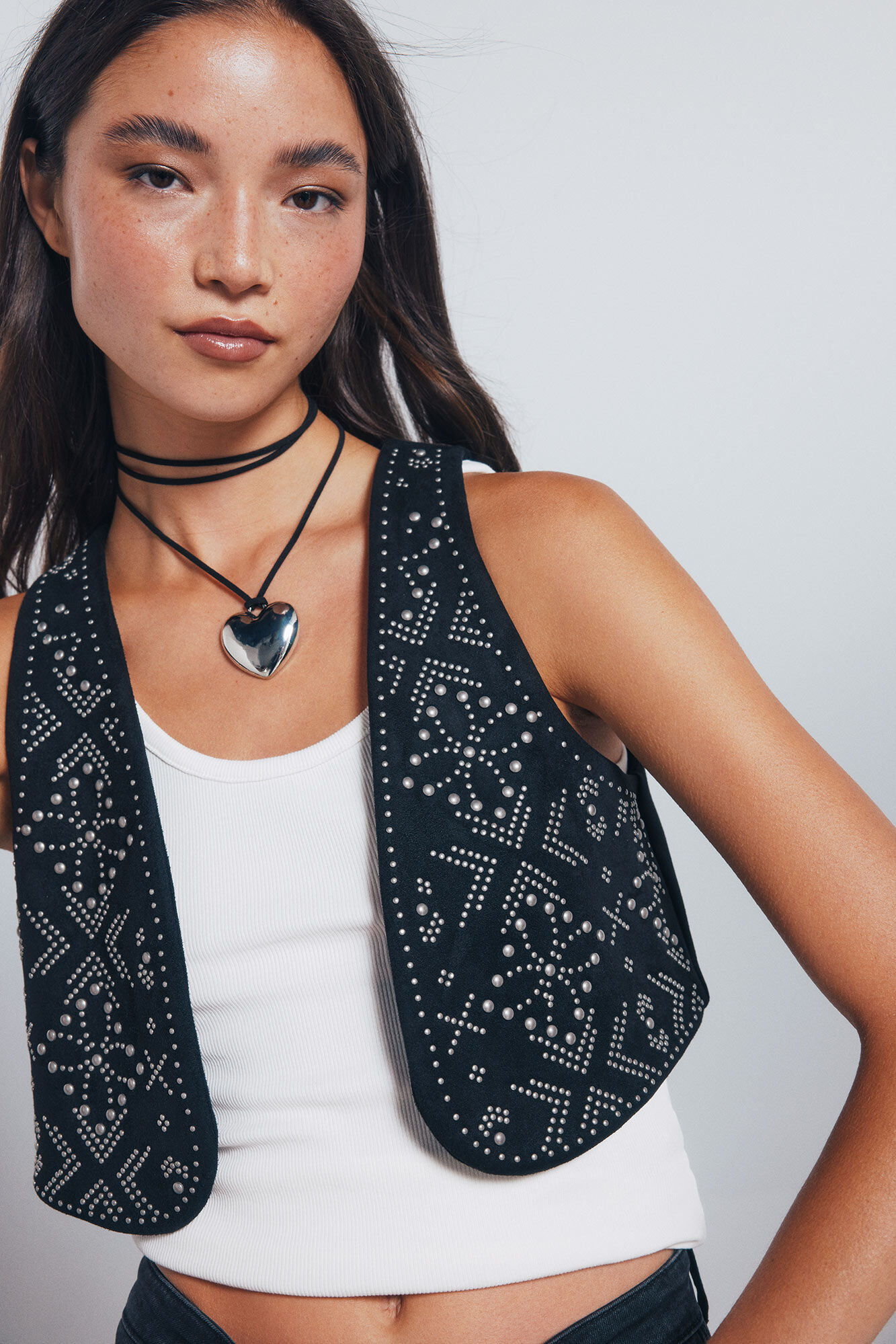 Springfield Chaleco tachuelas met&aacute;licas negro