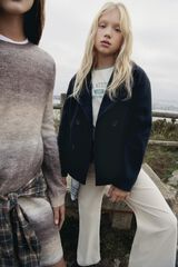 Springfield Kids Chamarra short de tela para ni&ntilde;a azul