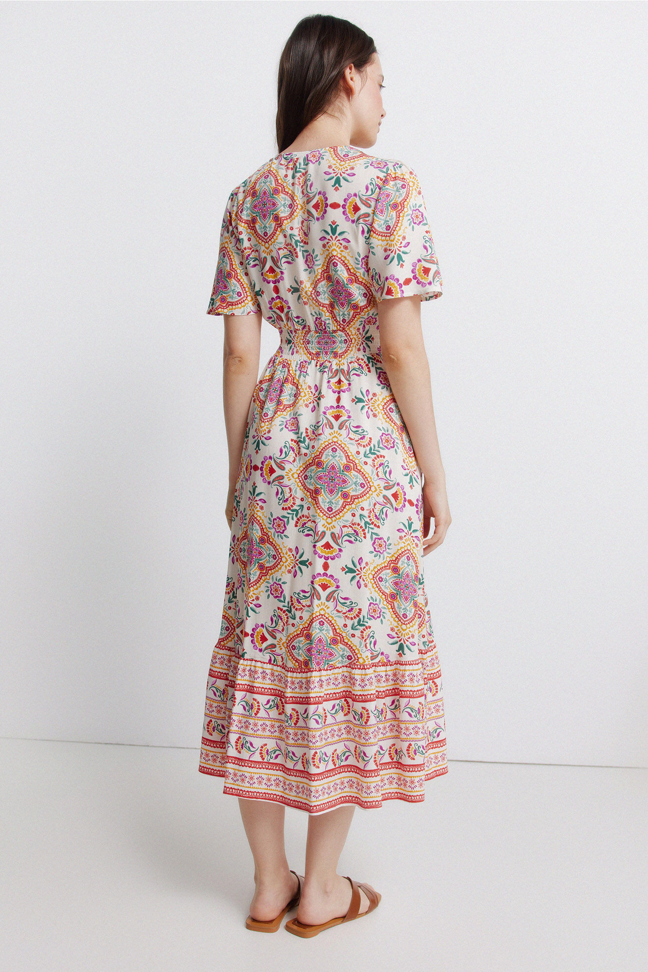 Springfield Vestido midi estampado blanco