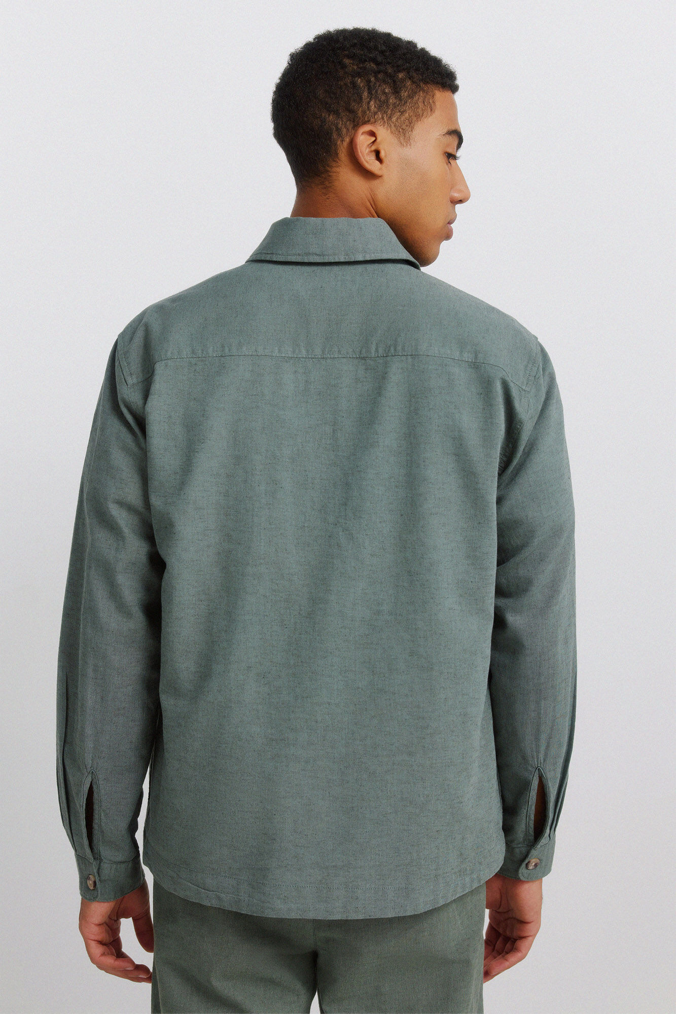 Springfield Sobrecamisa de lino con bolsillo khaki