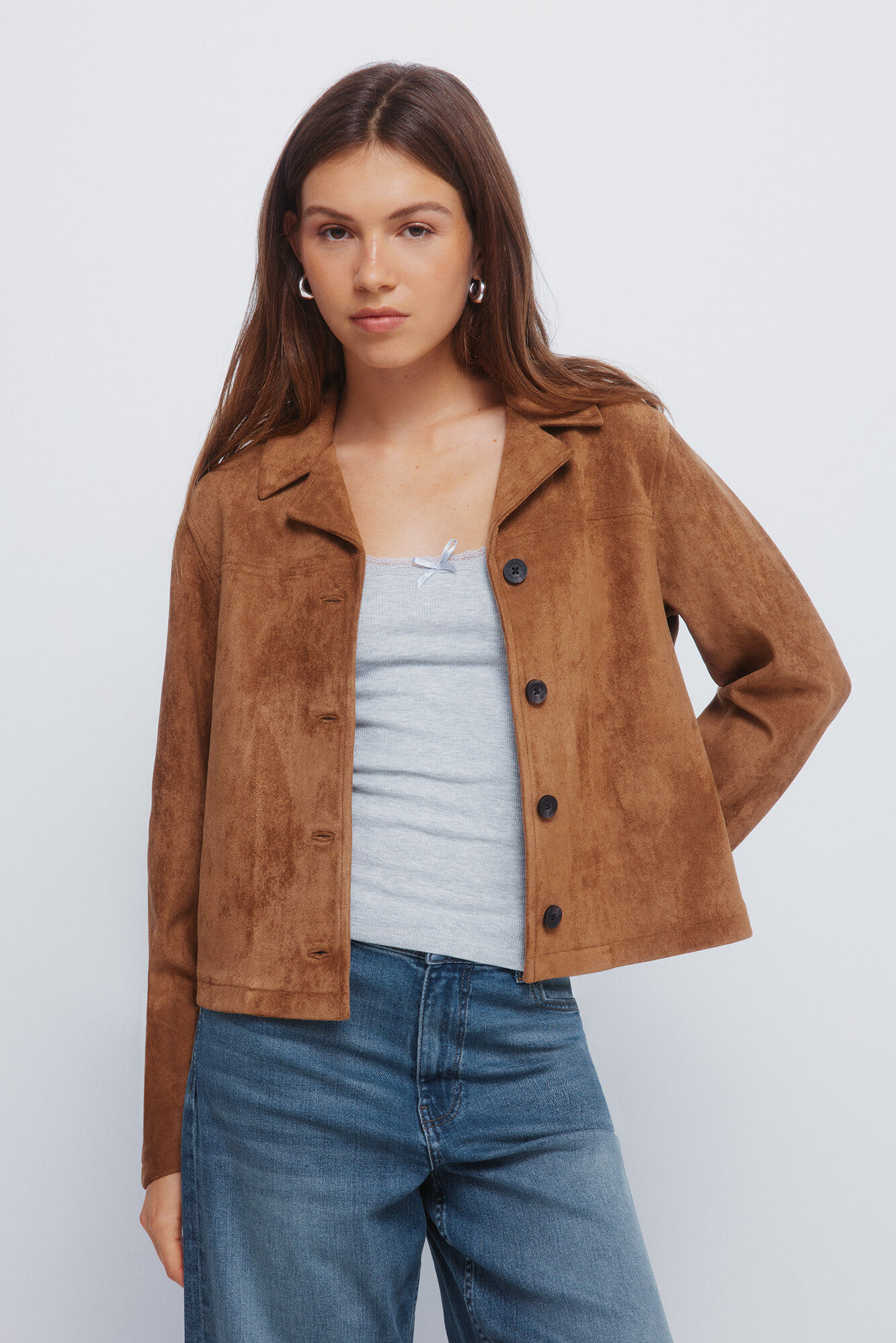 Springfield Chamarra short de ante con botones nude