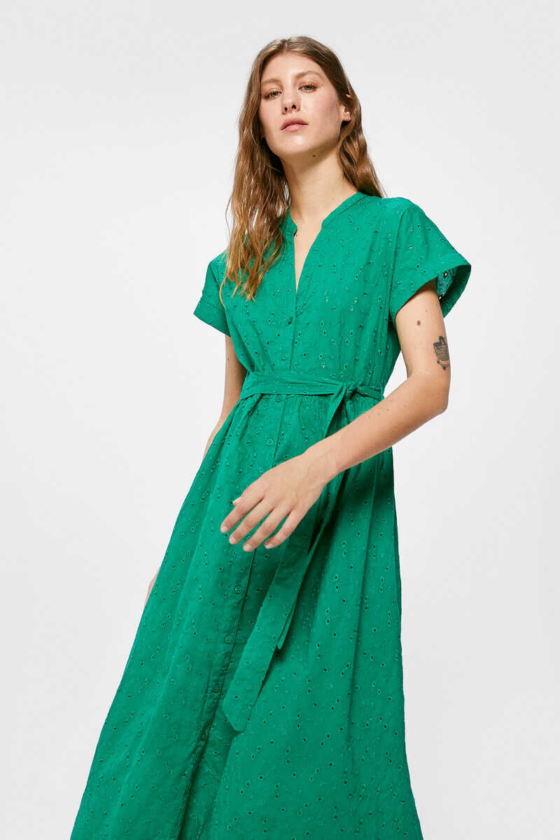 Springfield Vestido Midi Camisero Shiffly verde