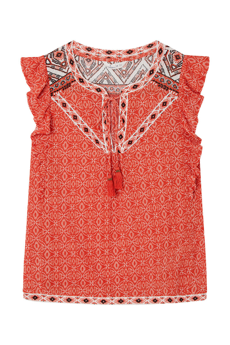 Springfield Top estampado mix cenefas rojo