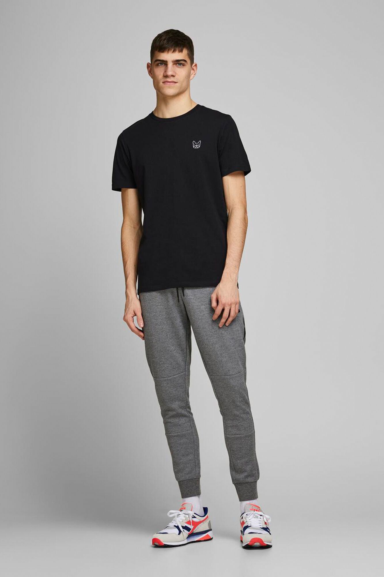 Jack & Jones Playera slim fit algod&oacute;n negro