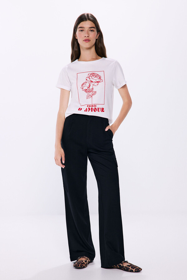 Springfield Playera gráfica algodón manga vuelta natural