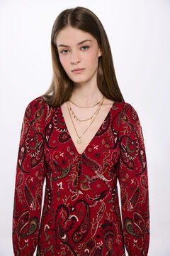 Springfield Vestido midi estampado paisley rojo