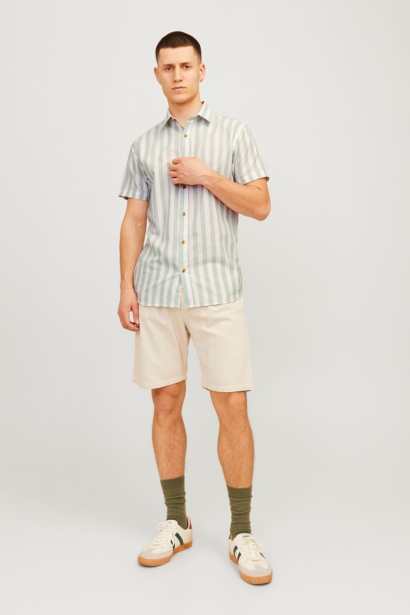 Jack & Jones Camisa oxford slim fit manga corta verde